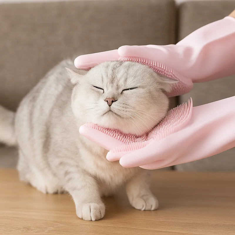 Luva de Limpeza e Banho Pet em Silicone — Resistente ao Calor